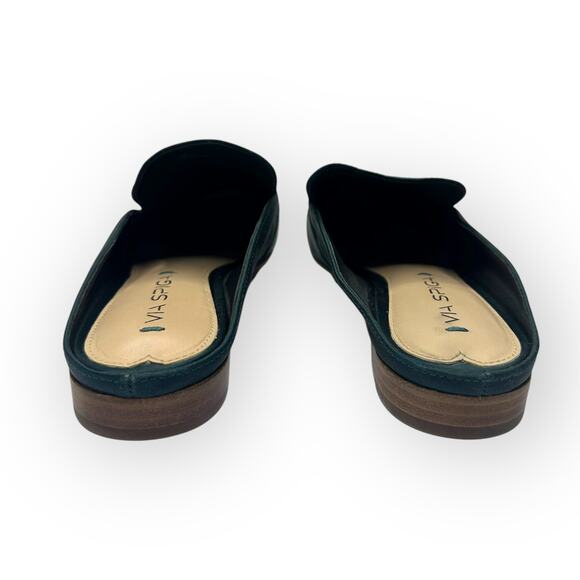 Via Spiga Women's Satin Mules Size EU 36 US 6 Dark Jade Green Slip On Flats - Picture 6 of 7
